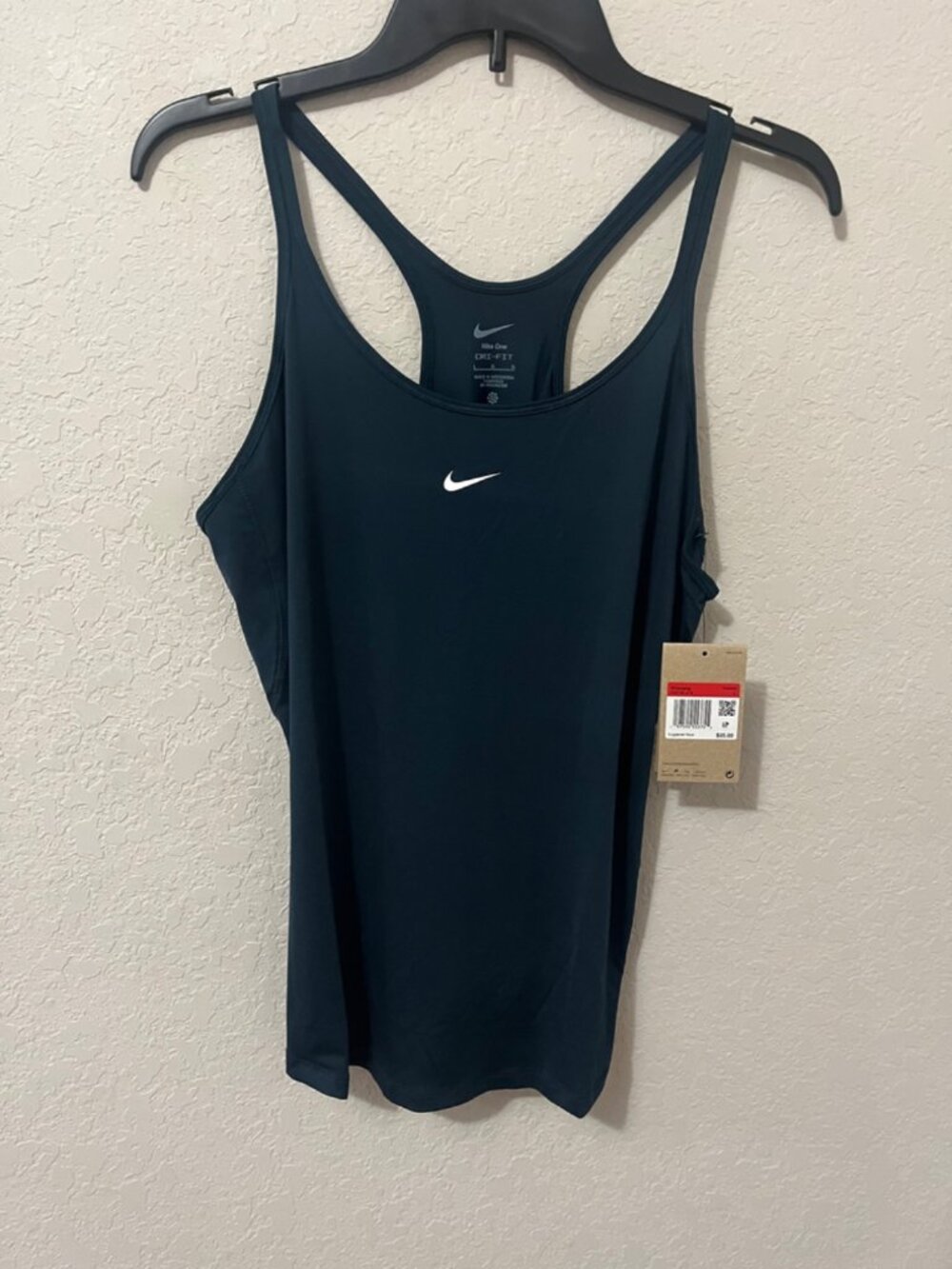 Nike One Dri-Fit Racerback Tank Top Navy Blue Workout Yoga Sz L NWT - Picture 1 of 5